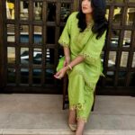 Ashmitha Instagram - If I was a parrot 🦜 Wearing this vibrant kurta set from @kuntunaath.in Easy breezy & happy #summer #summerfits #coordset #indianbrand #supportsmallbusiness #pretty #green #yellow #chanderi #shine #best #kuntunaath #love #fashion #happy #smile #funny #wow #hyderabad #ashtrixx #gifted
