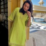 Ashmitha Instagram - If I was a parrot 🦜 Wearing this vibrant kurta set from @kuntunaath.in Easy breezy & happy #summer #summerfits #coordset #indianbrand #supportsmallbusiness #pretty #green #yellow #chanderi #shine #best #kuntunaath #love #fashion #happy #smile #funny #wow #hyderabad #ashtrixx #gifted