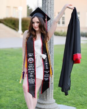 Aubrey K. Miller Instagram - Class of ‘23 🎓 B.A. in Public Relations, Advertising, & Entertainment Marketing @chapmanu @dodgecollege 
I have learned so much throughout my time in University and am grateful for the people I shared this journey with. ♥️ Psalm 25:4-5