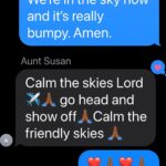 Audra McDonald Instagram - I love my Aunties so so so much. I’m on another plane with my daughters right now and it’s really turbulent. I let the Aunties know on a text chain how bumpy the flight was and this was one of my Aunt Susan’s prayers for my flight. Oh how I love her. ✈️😊🙏🏾🙌🏾🤣❤️