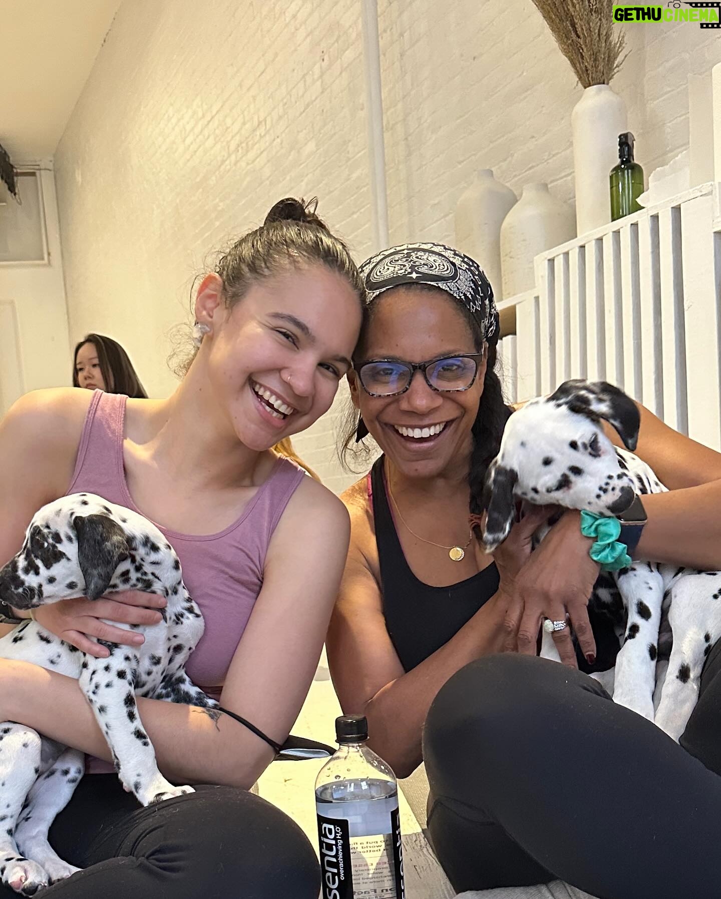 Audra McDonald Instagram - Just did @thepuppysphere yoga with my precious first born and some adorable puppies!!! πΆππΎβ€οΈ