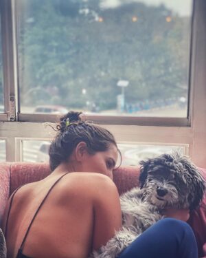 Audrey Esparza Instagram - Pictured above: me & hairy demon 👹