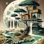 August Kamp Instagram - moon trees, houses - continued illustrative works - got a fav ?