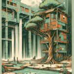 August Kamp Instagram - moon trees, houses - continued illustrative works - got a fav ?