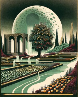 August Kamp Instagram - moon trees, houses - continued illustrative works - got a fav ?