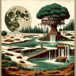 August Kamp Instagram - moon trees, houses - continued illustrative works - got a fav ?
