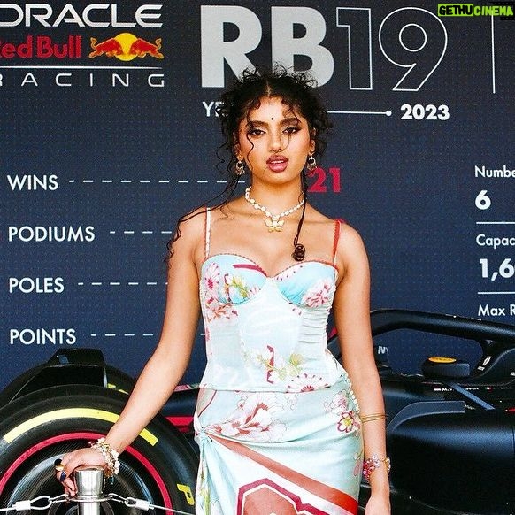 Avantika Vandanapu Instagram - hi miami ;) thank you @f1 @elleusa for having me! formula 1, beaches, cuban food, what’s not to love? ❤️🦦 @f1 @f1mia @elleusa @redbull @hugo_official wearing vintage @dior 🫶 @hugo_official styled by @theinayalator