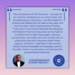 Ayanna Pressley Instagram – Our educators are on the front lines – pouring into our students, contributing to our communities, and strengthening our democracy.

I’m proud to stand with @newtonteachersassoc as they fight for a fair and just contract that reflects both the value of their labor and their humanity.
