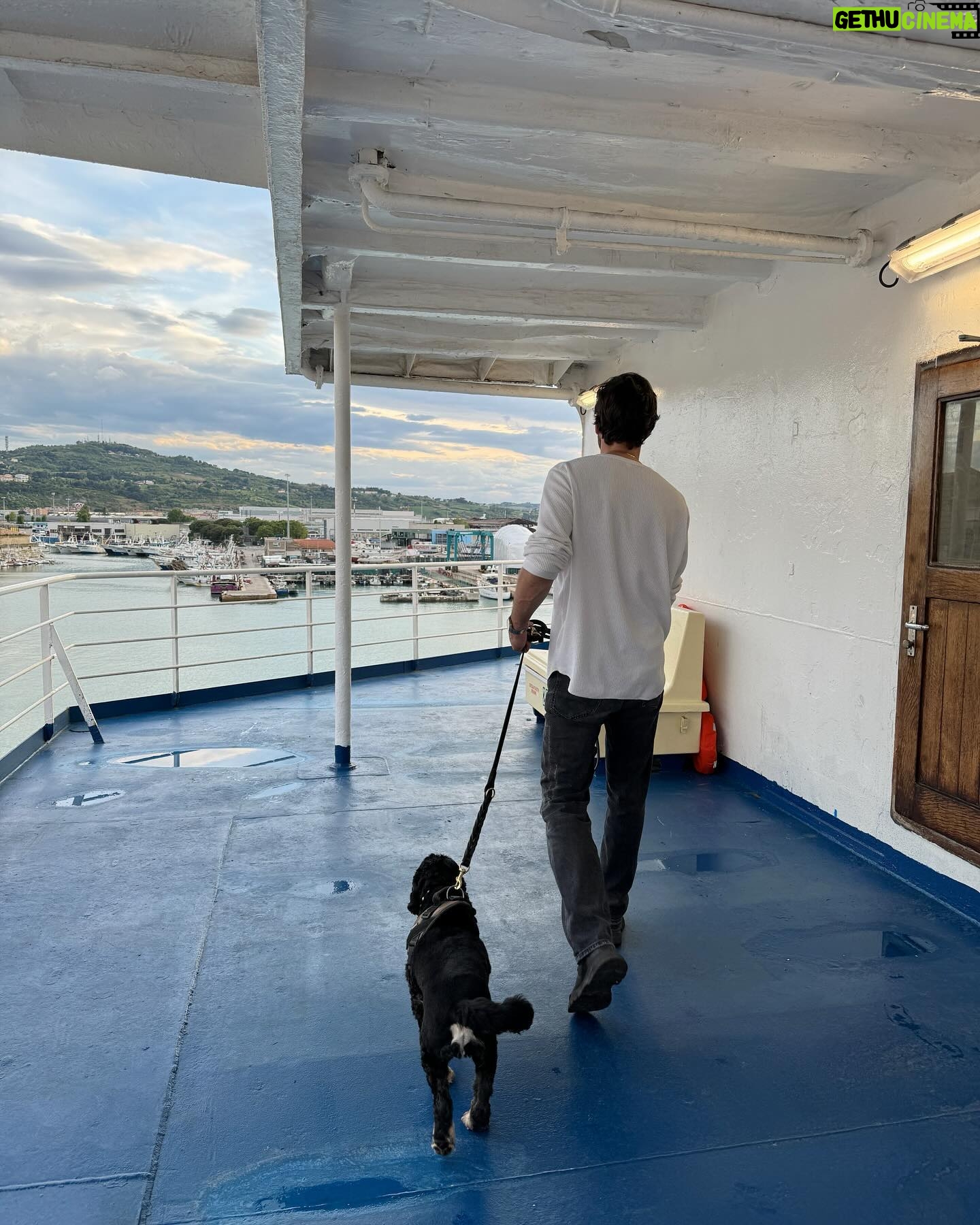 Bab Buelens Instagram - first time i slept on a ferry ⛴️ (i do get seasick sometimes & i’m not a big fan of big boats so felt a bit tense at first but ended up loooooving it (probably also thx to motion sickness pills) and had such a great night of sleep together in our tiny cabin 🐕🦺👫 if you don’t expect a cruise when taking the ferry: 10/10 would recommend)