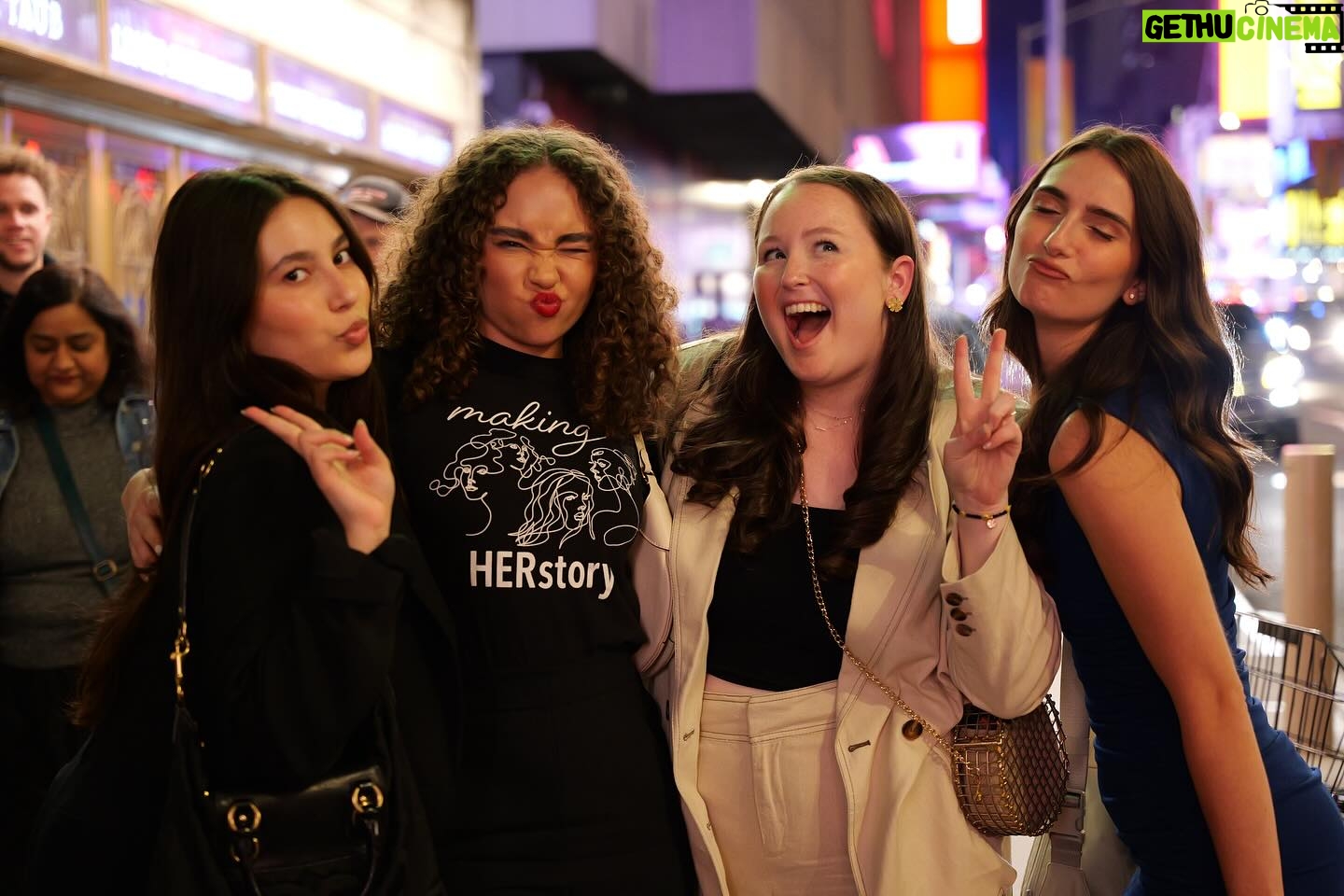 Bailey Bass Instagram - Had the honor of sitting on a panel after the @suffsmusical show with these lovely ladies. Lead by @theconversationalist @sophieberen , we talked about the importance of voting and why our voices matter🌟 Check out @internshipgirl and @cheyenne.l.hunt instas. Their stories and fight are inspiring🌸 I know politics can be a scary, intimidating, and frustrating topic but, with education comes power and it’s so vital that we harness it for our good #allamericanbitch p.s. shout out to the female grip on the set of IWTV S1 that gifted me this shirt. So many crew jobs on set are dominated by men, so seeing you on set was always empowering.