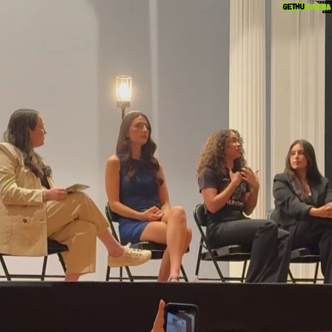 Bailey Bass Instagram - Had the honor of sitting on a panel after the @suffsmusical show with these lovely ladies. Lead by @theconversationalist @sophieberen , we talked about the importance of voting and why our voices matter🌟 Check out @internshipgirl and @cheyenne.l.hunt instas. Their stories and fight are inspiring🌸 I know politics can be a scary, intimidating, and frustrating topic but, with education comes power and it’s so vital that we harness it for our good #allamericanbitch p.s. shout out to the female grip on the set of IWTV S1 that gifted me this shirt. So many crew jobs on set are dominated by men, so seeing you on set was always empowering.