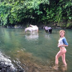 Bar Paly Instagram - When you are #riding through #SouthAmerica & decide to take a #dip with the #horses , because it’s something I always wanted to do! (such #majestic #creatures 🙌 🐎) but don’t have a swimsuit with ya... 😳😱 So, (to all the dirty minds out there) I DO have bottoms on, they just happen to be an odd color, get over it 🙄😜 #Nature #Beauty #BucketList ✔️