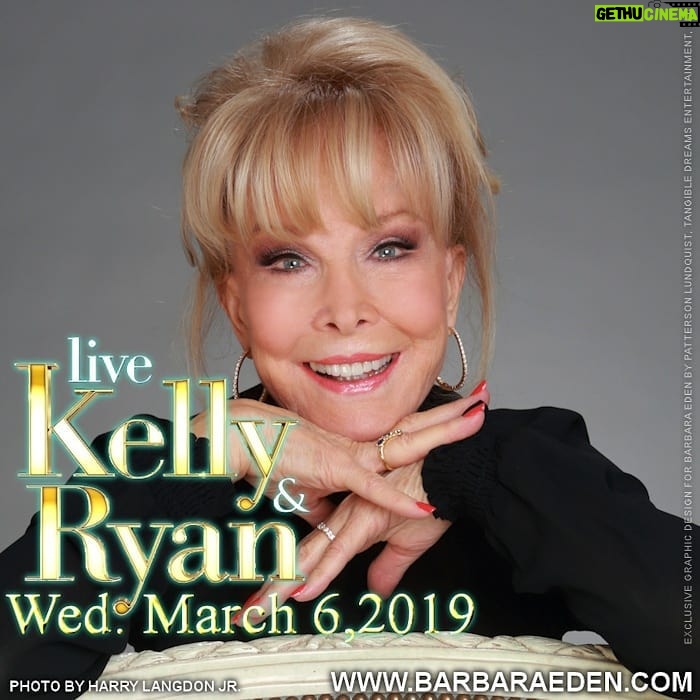 Barbara Eden - 4.8K Likes - Here I come! Yippeee! See you on Wednesday!! XO -B #livewithkellyandryan #kellyripa #ryanseacrest #fun #loveletters