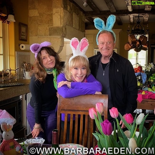 Barbara Eden - 4.7K Likes - Hoppy -I mean HAPPY Easter from us bunnies! Me (Barbara) Jon and our friend Sharon! I hope everyone has a wonderful day! -B #easterbunnies #easter