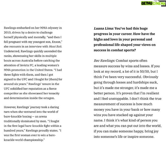 Bec Rawlings Instagram - π Dive into this article by Honi Soit featuring an exclusive interview with Bec Rawlings βRowdy,β the star of Fight To Live. Link below π https://honisoit.com/2024/04/rowdy-bec-rawlings-on-fighting-for-life-purpose-and-glory/ π©π½βπ»Β @oliviasromano #divein #honi #soit #exclusive #interview #becrawlings #rowdy #fighttolive