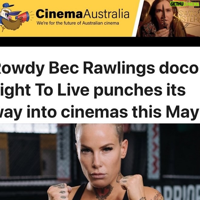 Bec Rawlings Instagram - 📝 Dive into this fantastic Cinema Australia article on Fight To Live. Link in below for the full read! ✨ https://cinemaaustralia.com.au/2024/04/08/rowdy-bec-rawlings-doco-fight-to-live-punches-its-way-into-cinemas-this-may/ 👩🏽💻 @oliviasromano #fighttolive #cinemaaustralia #fighttolive #settingsunfilmfest #melbournepremiere #fighttolive #qldcinemas #angelikafilmcentre #eventindooroopilly #eventmtgravatt #eventpacificfair #nowshowing #watchitnow #australianfilm #inspiringstory #ufcchampion #becrawlings #bareknucklefighting #cinemanight #movienight #mustwatch