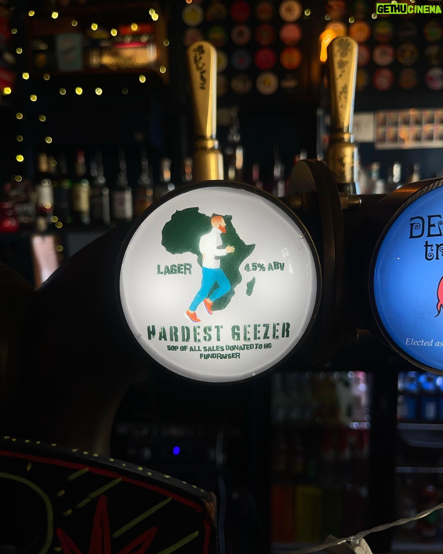 Becky James Instagram - I travelled to Africa to deliver Hardest Geezer a pint from his local pub. let’s be real, the man deserved a pint. huge thank you to russell and his team for allowing us to join such an mental mission, @the.goose.worthing pub for letting us literally steal a pint and james connor & charlie who went along with a very daft idea. 🤌🏼 peace, love, worthing pints X (don’t forget to donate what you can to russ - link in his bio @hardestgeezer)