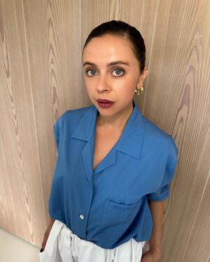 Bel Powley Instagram - LA for a hot sec for Masters Of The Air press with the lads ✈️ s/o my EXHILARATING co star @anthonyboyle 🤘🏼

Thank you @miumiu @chercoulter for the lewk!! And @kirinstagram @richardmarin 🥰

@appletv #mastersoftheair 💙