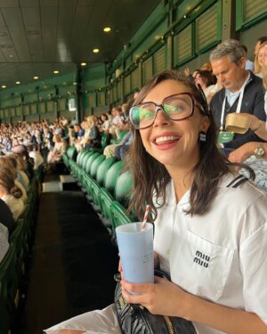 Bel Powley Instagram - Thank you @bazaaruk @jaguar for a gorgeous day at Wimbledon 💚🎾 thank you @chercoulter @miumiu for my tennis lewk and @dayaruci @emilyenglemanmakeup 🎾💚💚💚💚💚💚💚💚💚💚💚💚💚 so fun!!!