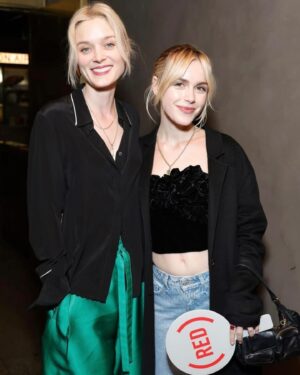 Bella Heathcote Instagram - Last week❣️ A dash of @red and a splash of @rogervivier 👠 plus plenty of laughs and a nice dose of @laurabrown99 & @kiernanshipka

Slides to note:
3) @sarahkatesilverman auctioning an ear cleaning (by her)
4) @kiernanshipka receiving 1 of 3 warm embraces (another auctioned good) 
5) I look like I’m about to sneeze but trying to make it sexy