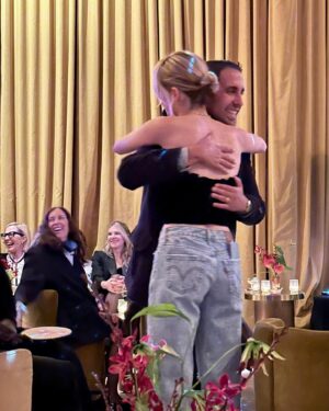 Bella Heathcote Instagram - Last week❣️ A dash of @red and a splash of @rogervivier 👠 plus plenty of laughs and a nice dose of @laurabrown99 & @kiernanshipka

Slides to note:
3) @sarahkatesilverman auctioning an ear cleaning (by her)
4) @kiernanshipka receiving 1 of 3 warm embraces (another auctioned good) 
5) I look like I’m about to sneeze but trying to make it sexy