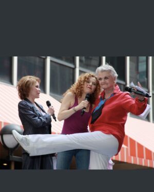 Bernadette Peters Instagram - Angela and Mary at Broadway Barks. Angela was 80 and came out between shows on matinee day from Deuce  Thank you dear Angela !!!want a consummate performer and person. And  as always thank you Mary ♥️