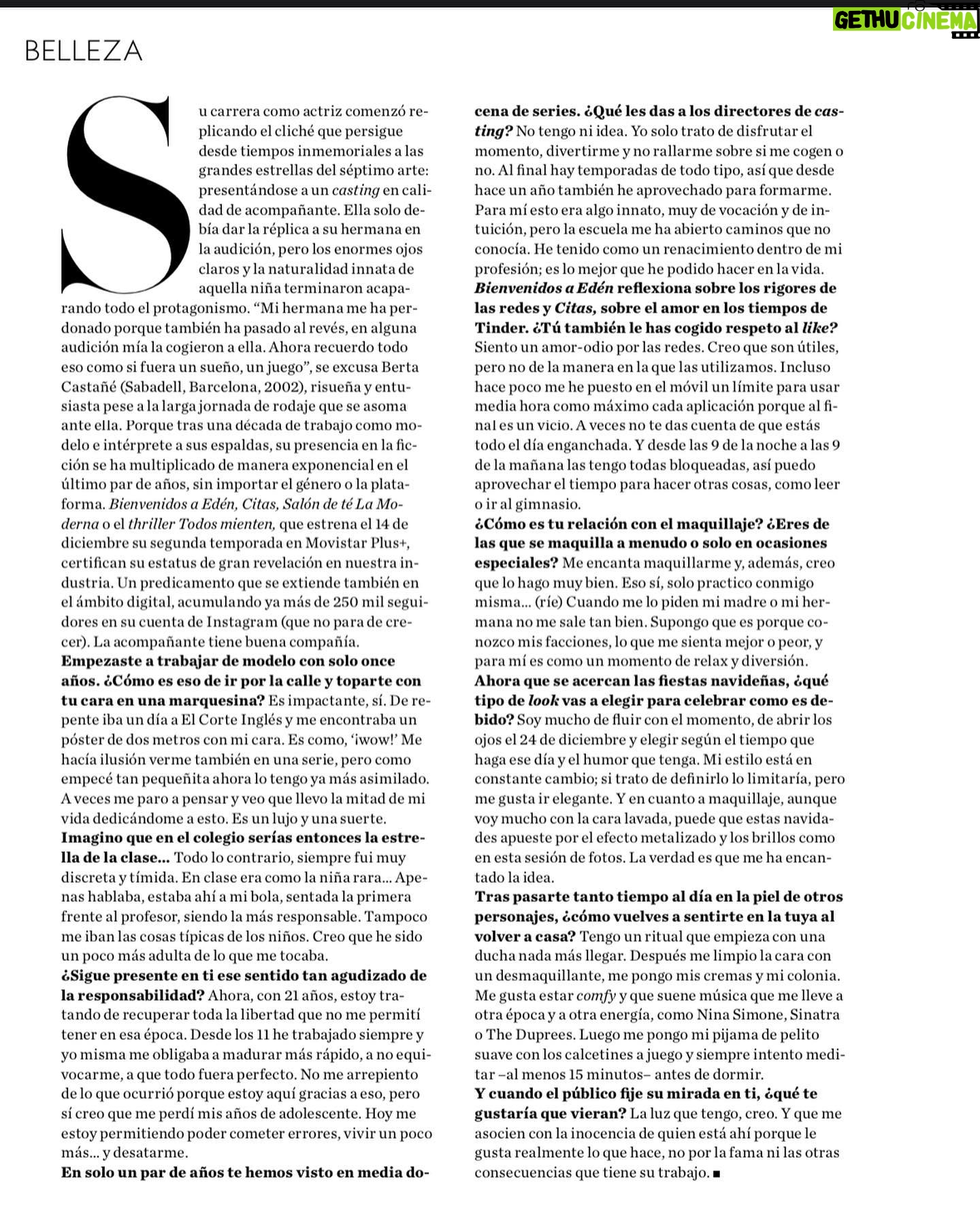 Berta Castañé Instagram - Para la revista de @instylespain 🫶🏻🤍 Gracias a todo el maravilloso equipo✨ Fotografía: @dannielrojas Realización: @pilucavalverde Maquillaje y peluquería: @mariabarreranadrade Texto: @somos_mill Asistente de fotografía: @javierblancofoto