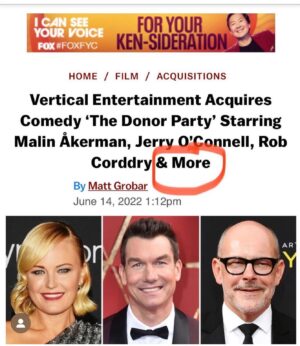 Beth Dover Instagram - Very excited to be “& more” on Deadline once again! But seriously congratulations to all!@thedonorpartymovie #thedonorpartymovie