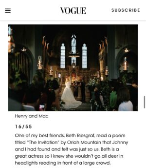 Beth Riesgraf Instagram - An honor and joy to celebrate this gorgeous couple @ilariaurbinati @thejohnnyhunt 🤍 I love your love.

@voguemagazine @vogueweddings @henryandmac