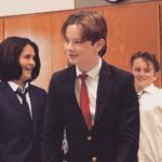 Beth Littleford Instagram – Jackson as the lead defense attorney – having just won his case and gathering his papers – at his school’s mock trial. Thought he looked very lawyerly in this pic.