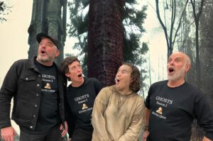 Betsy Sodaro Instagram - GHOSTS GHOSTS GHOSTS!!!! YOU GOTTA WATCH GHOSTS!!!! Also the sound crew made RAD Nancy shirts!!! Man they RULE!!!