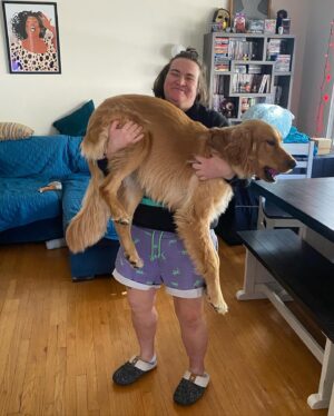 Betsy Sodaro Instagram - It's #nationalgoldenretrieverday so here's the best golden retriever I know! WILMA!!!!