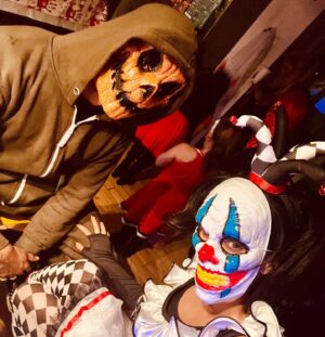 Bhavna Limbachia Instagram - Last minute rummage in the loft for a costume.. pulled out an age 12-14 number 🤡 Happy Halloween 🎃 
.
.
.
.
.
.
.
.
#halloween