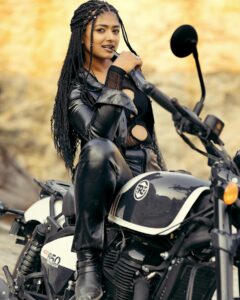 Bhoomi Shetty Instagram - Not all storms bring destruction, Some bring liberation 🌟🧿 . . . . . Photography @maidana.evaphotofilms Styling @_shilpa_hegde MUA @that_tyagi_girl Production @parashu.films . . . . . . . . #alittlebrowngirl #bhoomishetty #actor #biker #braids #hairgoals #royalenfield #ride #grip #motorcycle #motogirl #bikersofinstagram #sandalwood #tollywood #kollywood #mollywood