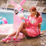 Bianca Beauchamp Instagram - Nothing like pink latex by the pool in good company with Mr. Lama! //NEW SET I❤️B