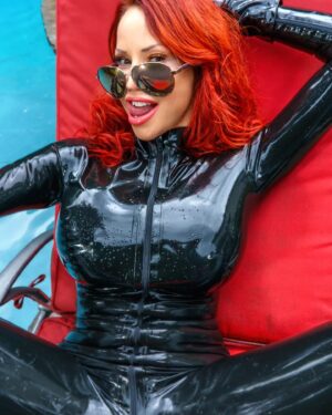 Bianca Beauchamp Instagram - Latex by the pool, enjoying the last warm days! SET at I❤️B
#pool #sunglasses #cool #latex #catsuit #catwoman