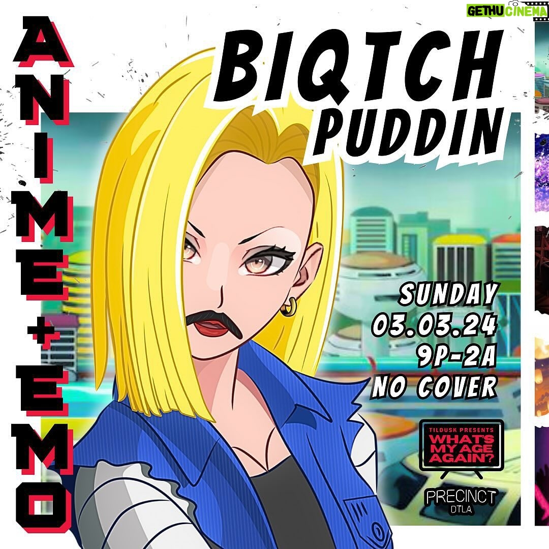 Biqtch Puddin Instagram - What ya doing Sunday, 3.3? 🖤 ANIME ➕ EMO in DTLA🤘🏽Anime cosplay STRONGLY encouraged! KARAOKE “SCREAM-A-LONG” @ 11PM Got a fav emo anthem you wanna sing? RAFFLE DRAWING & PRIZES! Collect tickets when you order: Well drinks, beer & shots 🎟️ x1 Specialty drinks & top shelf 🎟️ x2 EARN DOUBLE THE TICKETS IF YOU SHOW UP IN COSPLAY More to come Start transformation sequences 🪄, collect your dragon balls 🐉 & get ready to sing along to your fav emo anthems 🗣️ 🎸🎩🤍🧷❌💀🔗🖤🤘🏽 Ŵ𝔥ⓐ丅’𝐬 M𝐘 𝔸Ǥ𝐄 ÃG𝔸i𝐧 ? 3.3.24 9p-2a @precinctdtla NO COVER 21 🎤𝓟𝕖r𝔽σℝmє𝓻s @biqtchpuddin - #dragula #biqtchin @vhexgirl - #TEAZE @felonydodger - #dragula @veraparticula - #whatsmyageagain 💿 𝓜ⓤ𝓈𝐢𝔠 @tildusk (@r__cade & @foxythedj) 🎩 Hⓞ𝘀𝔱s @felonydodger - #dragula @veraparticula - #whatsmyageagain 💰V3nd0r MORE INFO SOON So long & goodnight…until 3.3.24