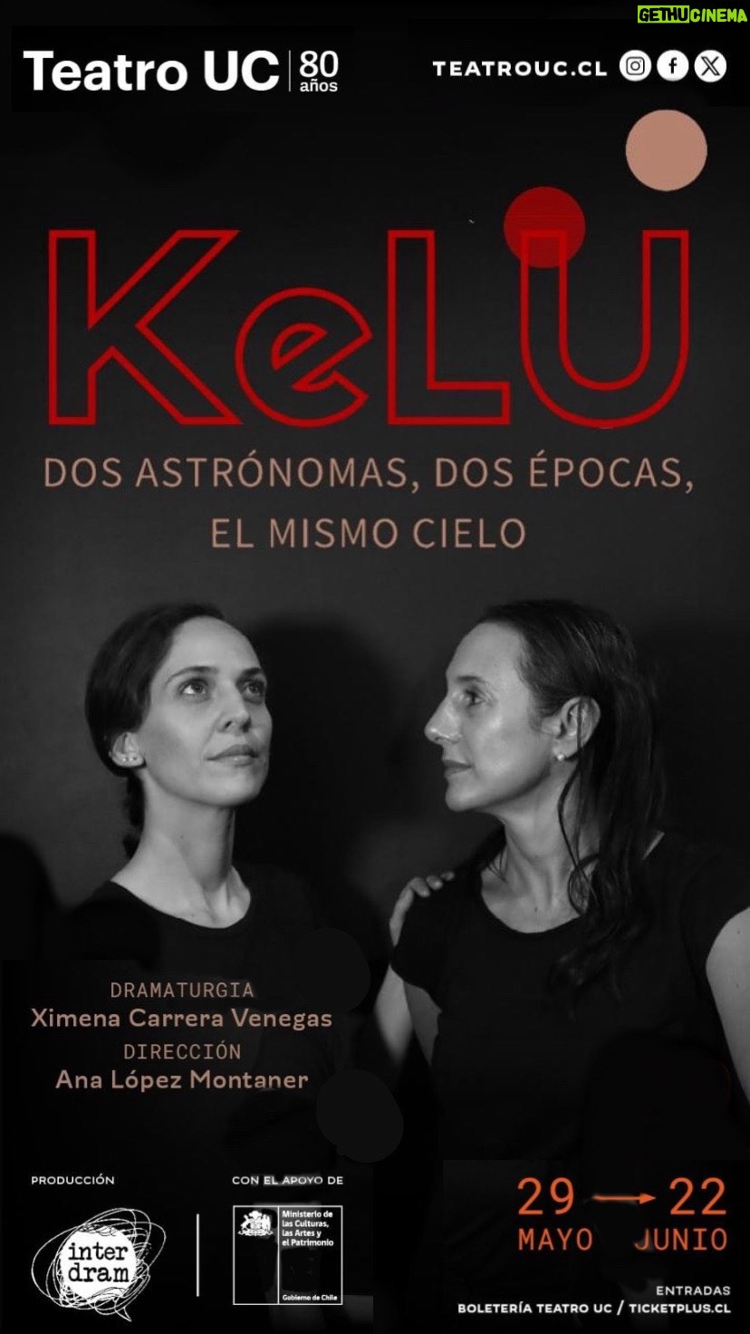 Blanca Lewin Instagram - 💫 Teatro - Kelü El Sábado pasado fuimos al estreno de la nueva obra “Kelü”. Dos astrónomas, dos épocas, un cielo. Una obra de astronomía y género en la ciencia. Protagonizada por Blanca Lewin y Adriana Stuven. Escrita por Ximena Carrera Venegas y Dirigida por Ana López Montaner. Desde el 29 de Mayo hasta el 22 de Junio. Miércoles a Sábado a las 20:30 hrs. En el Teatro UC. Entradas por el sistema Ticketplus @teatrouc #kelu #teatro #obra #astronomia