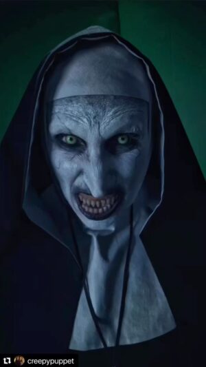 Bonnie Aarons Instagram - #Repost @creepypuppet with @use.repost
・・・
The original VALAK in The Conjuring 2 was going to be this winged demon. A beautifully/hideously sculpted animatronic puppet head and practical body-suit by the super talented @justin.raleigh (whom I’ve worked with on pretty much all my movies since Insidious 1) and his team @fracturedfxinc 
worn by @j_bishara 
I think I have only one fully finished shot with CGI wings in place. It was really grand and epic. But as cool as it was, it felt out of place within the Conjuring world we had built. And so during post production, I reconceived the villain — feeling it needed to be something more grounded, more personal, and creepier. And thus the demonic Nun was born. We cast the amazing @bonnieaarons1 for the role (makeup by another talented Wan-alumni @eleanormakeup, we’ve worked together since SAW!). All the nun stuff was shot during additional photography, including coming up with new scare set-pieces like the “painting on the wall”, and used visual effects to put the new villain into existing scenes. #theconjuring #theconjuring2