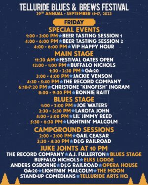 Bonnie Raitt Instagram - Bonnie and the band are performing at the @tellurideblues & Brews Festival on Friday night, Sept 15th! Find out everything you need to know to help plan your journey to the festival at the link in bio! -- BRHQ

Photo courtesy of Telluride Blues & Brews Festival
