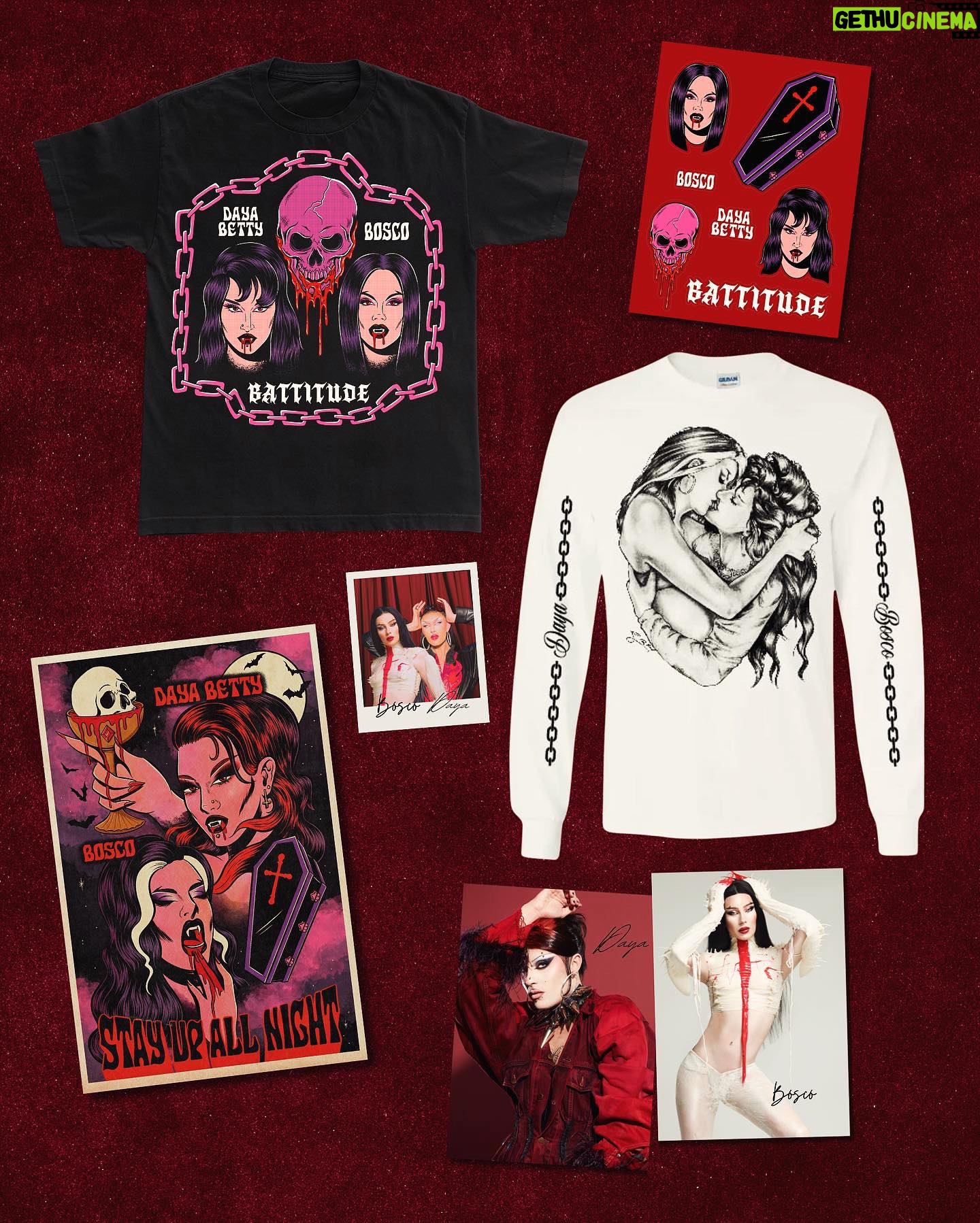 Bosco Instagram - 🩸DRAGCON UK 2024🩸 👹Dayasco will be at booth G55!👹 -Meet and Greet includes both Daya Betty and Bosco! -Exclusive artwork made just for @rupaulsdragcon -30 GBP minimum for the M&G -January 13th and 14th 🧛🏻♀️We can’t wait to meet you🧛🏻♀️ 🎨 @tragicgirlsco did an incredible job!