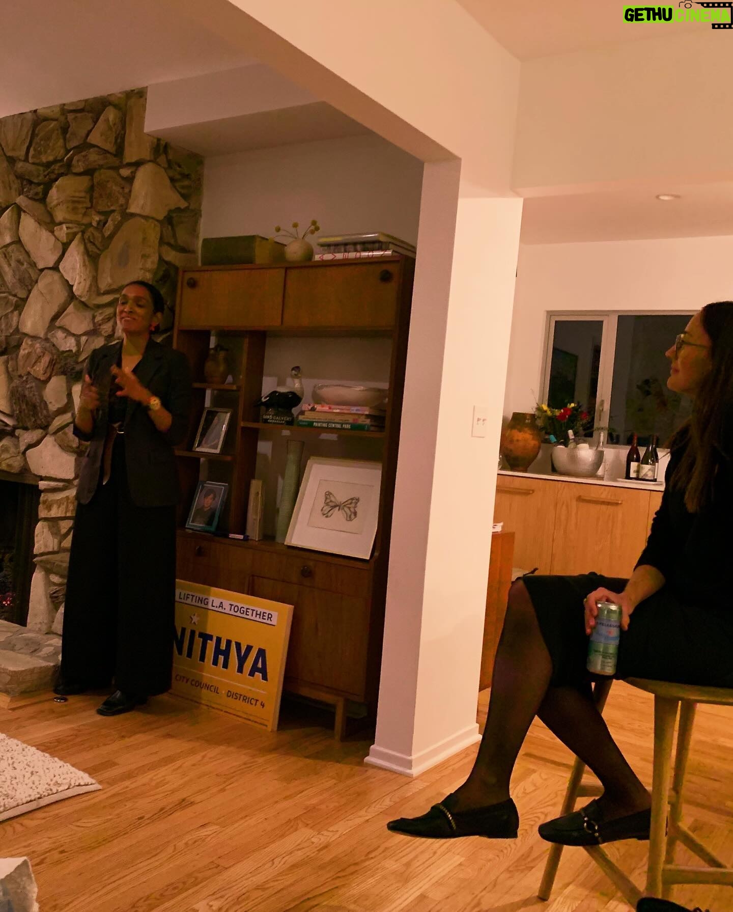 Bree Turner Instagram - What a night! Honored to back this amazing woman. We had a full house with vibrant conversation, delicious food by @foodlabla and acoustic magic from my talented friends…@priscillaahn @sarahsilvermanmusic Rachel, Oli, Kate, Tim. 🙌🏼. Nithya Raman has had huge success in areas that affect Angelinos daily…homelessness, transportation, climate sustainability as a city. She works hard, is a mother, brings both logic and humanity to her vocation. She is an inspiring community leader! Get to those polls in March to keep her in her seat! @cd4losangeles