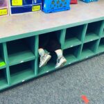 Briana Renee Instagram - This is Maverick ~ he absolutely LOVES school, and his teacher, but he has this game he’s made up where he books it to his classroom in the mornings, and after recess, and he “hides” from Mrs. P… I wonder where he could be?! 🤔😂💙 @manning_party_of_5 #proudmom #MaverickJax #neveradullmoment #hideandseek