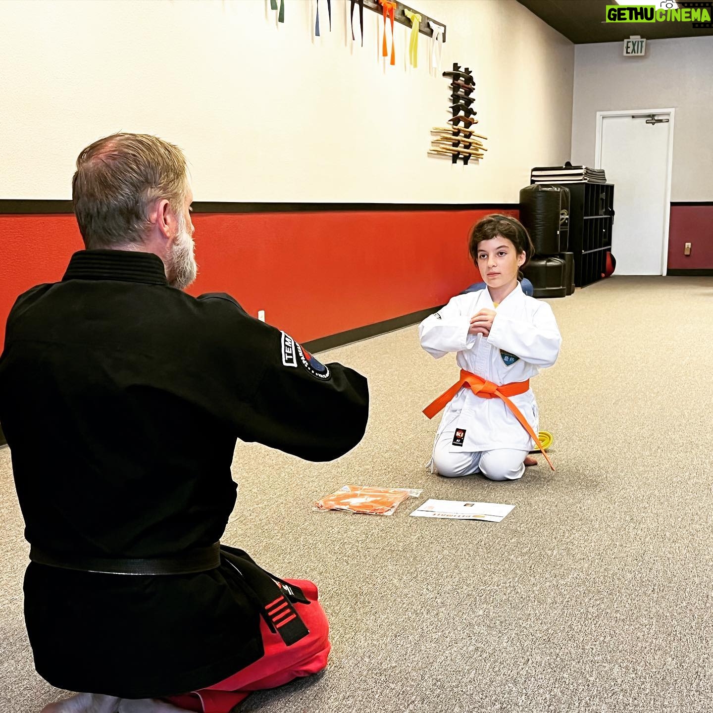 Briana Renee Instagram - Leiana is kicking a** and taking names💪🏻👊🏻 She earned her orange belt, and is ready to begin training for purple.. all after finishing 7th grade with a 3.89 GPA🤘🏻#futureblackbelt #mastersdegree ♥️ #proudmom #theskyisthelimit