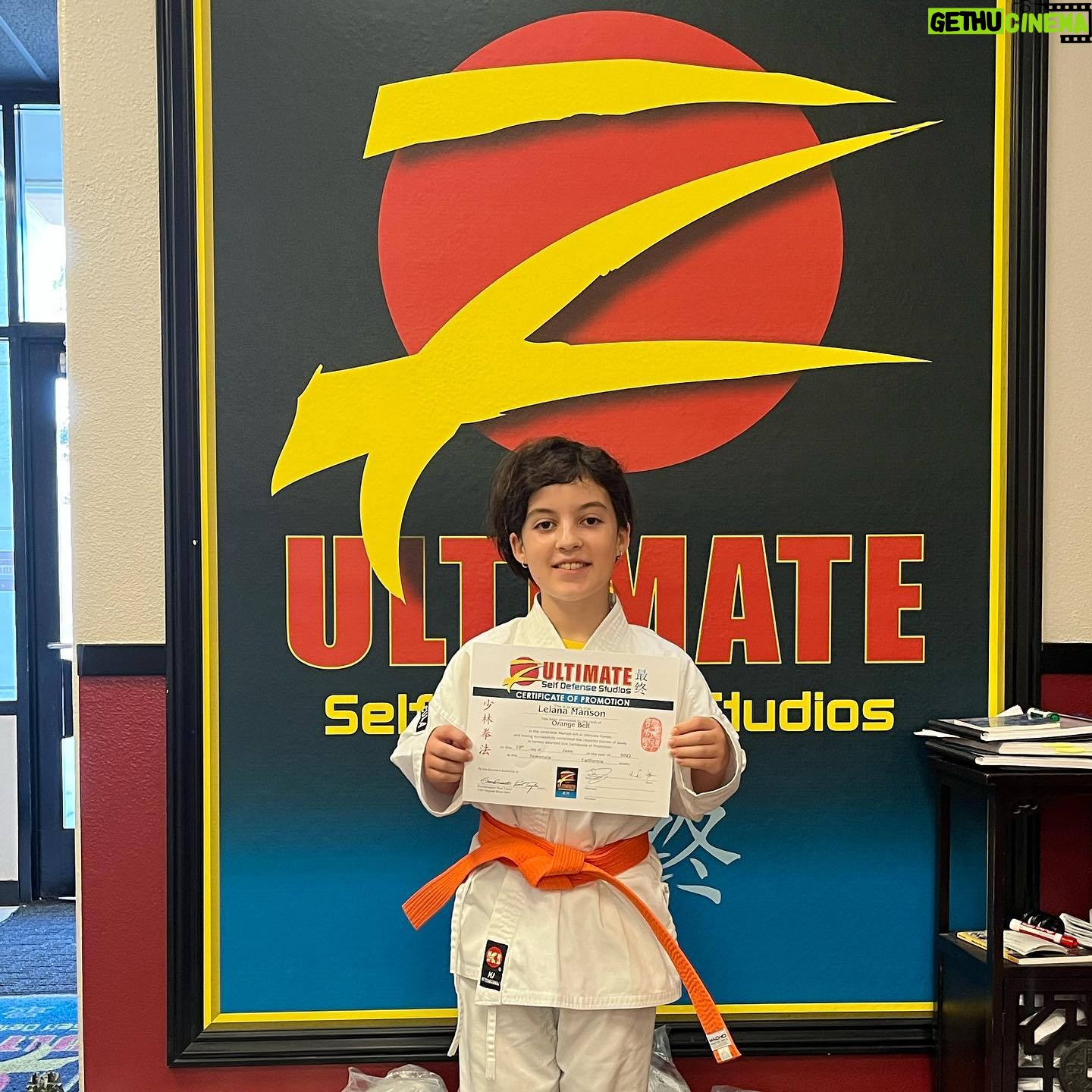 Briana Renee Instagram - Leiana is kicking a** and taking names💪🏻👊🏻 She earned her orange belt, and is ready to begin training for purple.. all after finishing 7th grade with a 3.89 GPA🤘🏻#futureblackbelt #mastersdegree ♥️ #proudmom #theskyisthelimit