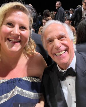 Bridget Everett Instagram - Nominated for a @criticschoice award! Didn’t bring home the hardware but got to meet Henry Winkler 🥰 and sit with dream makers Amy Gravitt and Carolyn Strauss. DDHD ⚡️⚡️ (bag is  @methfountain) 💄 @jessica.ahn  hair @_beautybygg_ 👗 @quinndustry