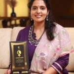 Brindha Sivakumar Instagram - Thank you Galatta for giving me Women Icons Award! ✨ I couldn’t attend the Award Function,but I got an exclusive interview done, with the Award being given at home ! Extremely grateful for your Honour and appreciation @arunarkrishnan @galattadotcom 🙏🏼✨Interview link in bio Dupatta: dear @mayukhafabs Top: @merasalofficial💕 jewels: @pradejewels 💖