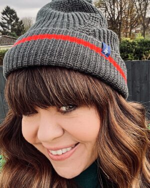 Briony May Williams Instagram - Loving my new @gethincjones and @gooutdoors bobble hat ❤️ As someone who has had mental health struggles since I was a teenager, I genuinely appreciate how @mindcharity support people on a daily basis across the UK. 

Getting outside always helps me on the more difficult days so I will don my new hat to keep me warm in the winter months 💙 You can get your hands on one now and all the profit goes to Mind 💕 #hatsonformind
