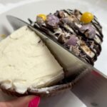 Briony May Williams Instagram - 🐣Easter Egg Cheesecakes 🐣 These are epic!!! No baking involved, super quick to make and will definitely impress the family! Enjoy 💕 Makes 4 Ingredients 2 Easter eggs 5 chocolate digestive biscuits 75g unsalted butter, melted 200g cream cheese 75g icing sugar 125ml double cream ½ teaspoon vanilla extract Handful mini eggs, crushed 30g dark chocolate, melted Separate the Easter eggs into halves and pop in the freezer for 5 minutes to harden up. Bash the biscuits up using a rolling pin. Add to a bowl. Add the melted butter to the biscuits. Mix. Retrieve the Easter egg halves and add a few tablespoons of the biscuit mixture to each half then press down into the base carefully. Place in the freezer while you make the cream cheese mixture. Add the icing sugar to the cream cheese and mix to combine. Whisk the double cream and vanilla in a bowl to soft peaks. Fold the cream cheese into the whipped cream. Pour the cream cheese mixture over the biscuit bases in the egg halves. Place in the fridge for a few hours or overnight to chill. Drizzle over the melted chocolate and sprinkle on some crushed mini eggs. #easter #eastereggs #chocolate #cheesecake #nobake #nobakedessert #nobakecheesecake