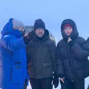 Brit Marling Instagram - A gathering of photos of some of the remarkable crew that made A MURDER possible… 

1. Leifur Dagfinnsson of @truenorth_nordic - our incredible Icelandic producer. We got on these snow mobiles and went 20 min across a frozen lake to set. 
2. @charlottebruuschristensen @adigerlando and I sorting out where to place the VFX portion of the hotel in Deplar Valley
3. @alexhgayner, Jason, Charlotte and Zal scouting near Ray’s Tavern for a location within walking distance to shoot Darby and Bill’s wake-up in the El Camino so we could make the day
4. JB Rogers — our AD who literally held the set together with his acumen and his dark humor. the only man who can make me laugh when we have one hour left to shoot and must light a wall on fire with SFX team. 
5. From the incredible camera department — Gavin, Mickey, Tamara (script sup), Austin, Charlotte, Andy, Kathryn (assoc producer), and Adam — we are 2 tequilas in and have been dancing for an hour post wrap ;)
6. Josh and Daniel — working double time because when I was directing there was never proper time to do Hair and MU to play Lee 
7. @graymeganbowman and I on the hottest day of the summer in a parking lot we transformed into Six Flags with VFX 
8. The gang at our Utah spot River Rock Inn with owners Tracy and Greg who made us a breakfast of champions every morning to face a 12 hour day 
9. @dbholland (co-producer), Kathryn Moïse and I try to increase blood flow in the trailer after 16 hours on our feet
10. The entire editorial team — wild talents all of them — Blair, Blake, Rachel, Tavis, Chris, Kathryn, Lana, Mike, Cassandra, Will, Derek, Josh, Kara — and maestro Dylan Tichenor beside Zal and me. 

these are just some (by no means all) of the artists and master craftspeople who worked tirelessly behind the scenes to achieve a very ambitious story...